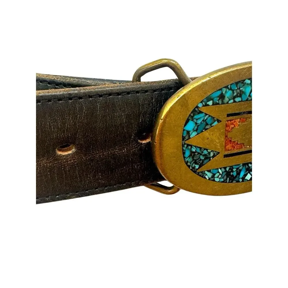 WESTERN Belt Woven Horse Hair Leather Size 32